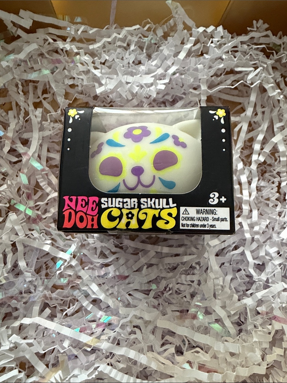 NeeDoh Sugar Skull Cats Squishy - White with Purple & Blue Accents - Picture 3 of 5